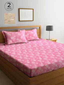 ARRABI - Multicolor Printed TC Cotton Blend Double 2 Bedsheets with 4 Pillow Covers