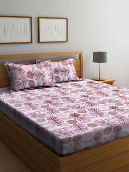 ARRABI - Multi Floral 100% Cotton Double Bedsheet with 2 Pillow Covers