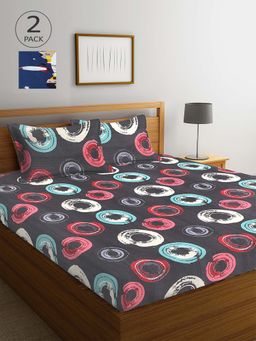 ARRABI - Multicolor Printed TC Cotton Blend Double 2 Bedsheets with 4 Pillow Covers