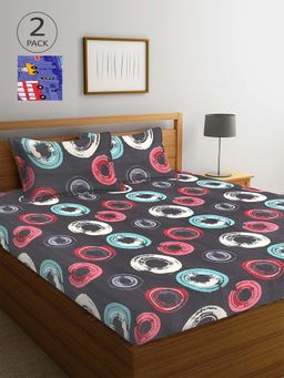 ARRABI - Multicolor Printed TC Cotton Blend Double 2 Bedsheets with 4 Pillow Covers