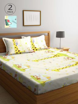 ARRABI - Multicolor Printed TC Cotton Blend Double 2 Bedsheets with 4 Pillow Covers