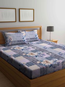 ARRABI - Multi Floral TC Cotton Blend Double Bedsheet with 2 Pillow Covers