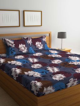 ARRABI - Multi Floral TC Cotton Blend Double Bedsheet with 2 Pillow Covers
