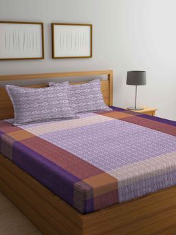 ARRABI - Multi Indian Handwoven Cotton Double King Bedsheet with 2 Pillow Covers