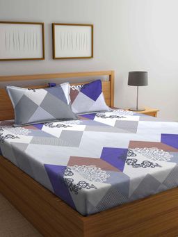 ARRABI - Multi Graphic TC Cotton Blend Double Bedsheet with 2 Pillow Covers