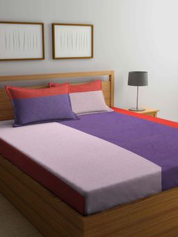 ARRABI - Multi Stripes Handwoven Cotton Double Bedsheet with 2 Pillow Covers