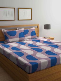 ARRABI - Multi Abstract TC Cotton Blend Double Bedsheet with 2 Pillow Covers