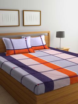 ARRABI - Multi Geometric TC Cotton Blend Double Bedsheet with 2 Pillow Covers