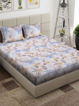 ARRABI - Multi Floral TC Cotton Blend Super King Bedsheet with 2 Pillow Covers