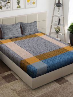 ARRABI - Multi Floral Handwoven Cotton Super King Bedsheet with 2 Pillow Covers