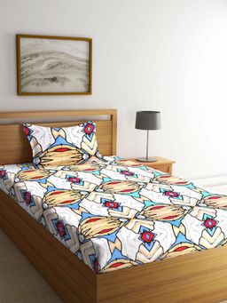 ARRABI - Multi Graphic TC Polycotton Single Bedsheet with 1 Pillow Cover