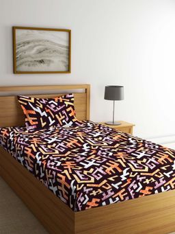 ARRABI - Multi Geometric TC Polycotton Single Bedsheet with 1 Pillow Cover