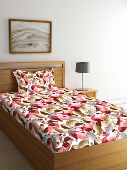 ARRABI - Multi Graphic TC Polycotton Single Bedsheet with 1 Pillow Cover