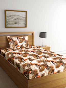 ARRABI - Multi Indian TC Polycotton Single Bedsheet with 1 Pillow Cover