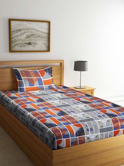 ARRABI - Multi Indian TC Polycotton Single Bedsheet with 1 Pillow Cover