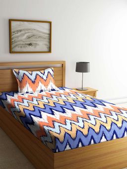 ARRABI - Multi Abstract TC Polycotton Single Bedsheet with 1 Pillow Cover