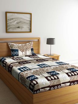 ARRABI - Multi Graphic TC Polycotton Single Bedsheet with 1 Pillow Cover
