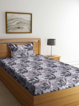 ARRABI - Multi Leaf 100% Cotton Single Bedsheet with 1 Pillow Cover
