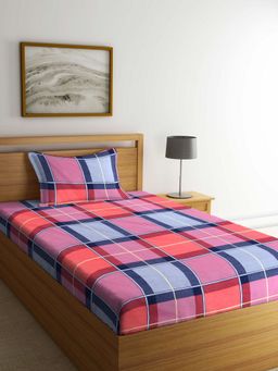 ARRABI - Multi Geometric TC Cotton Blend Single Bedsheet with 1 Pillow Cover