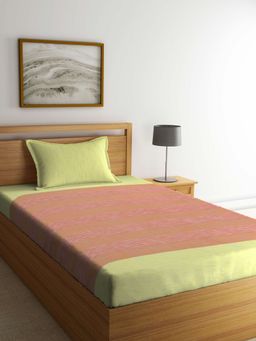 ARRABI - Yellow Stripes Handwoven Cotton Single Bedsheet with 1 Pillow Cover