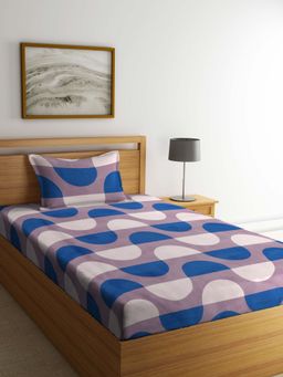 ARRABI - Multi Graphic TC Cotton Blend Single Bedsheet with 1 Pillow Cover