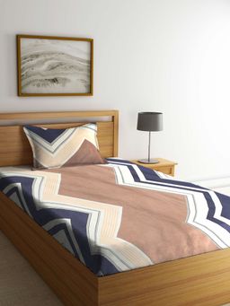 ARRABI - Multi Stripes TC Cotton Blend Single Bedsheet with 1 Pillow Cover