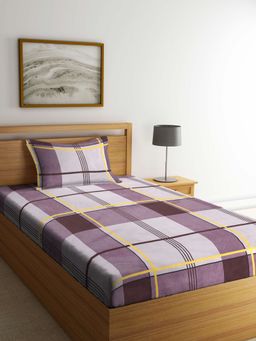 ARRABI - Multi Geometric TC Cotton Blend Single Bedsheet with 1 Pillow Cover