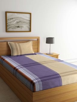 ARRABI - Multi Stripes TC Cotton Blend Single Bedsheet with 1 Pillow Cover
