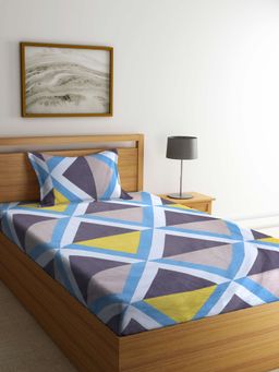 ARRABI - Multi Geometric TC Cotton Blend Single Bedsheet with 1 Pillow Cover
