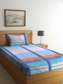 ARRABI - Multi Geometric TC Cotton Blend Single Bedsheet with 1 Pillow Cover