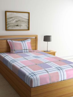 ARRABI - Multi Geometric TC Cotton Blend Single Bedsheet with 1 Pillow Cover