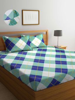 ARRABI - Multi Geometric TC Cotton Blend King Fitted Bedsheet with 2 Pillow Covers