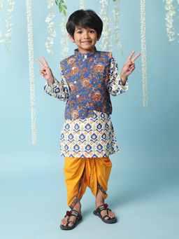 KID1 - Kanak Jacket Kurti Dhoti Blue (Set of 3)