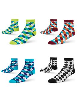 Dynamocks - Men and Women Ankle Length Socks - Free Size - Pack of 4 Pairs