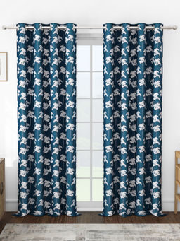 Story@Home - Jacquard 400 GSM Navy Blue & White 2 U Curtain