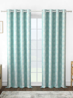 Story@Home - Jacquard 400 GSM Aqua & White 2 U Curtain