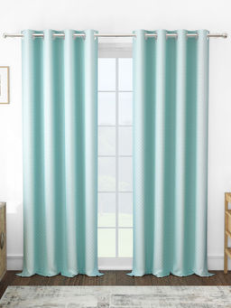 Story@Home - Jacquard 400 GSM Aqua & White 2 U Curtain