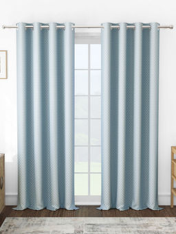 Story@Home - Jacquard 400 GSM Greyish Blue & White 2 U Curtain