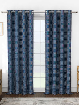 Story@Home - Jacquard 400 GSM Navy Blue & White 2 U Curtain
