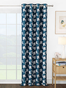 Story@Home - Jacquard 400 GSM Navy Blue & White 1 U Curtain