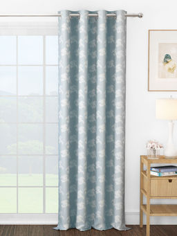 Story@Home - Jacquard 400 GSM Greyish Blue & White 1 U Curtain