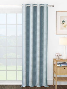 Story@Home - Jacquard 400 GSM Greyish Blue & White 1 U Curtain