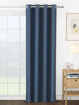 Story@Home - Jacquard 400 GSM Navy Blue & White 1 U Curtain