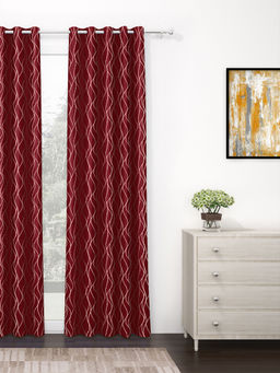 Story@Home - (7 ft) 300 GSM Polyester Blackout Curtain 1 Pc Maroon