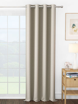 Story@Home - Jacquard 400 GSM Dark Brown & White 1 U Semi Long Curtain