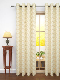 Story@Home - Jacquard 400 GSM Cream 1 U Long Door Curtain (9 feet)