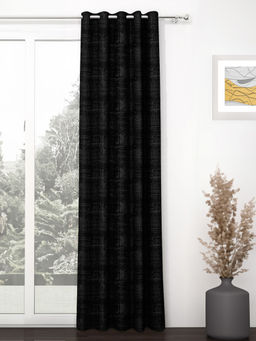 Story@Home - Blackout 300 GSM Polyester 1 PC Long Door Curtain Black 9 Feet