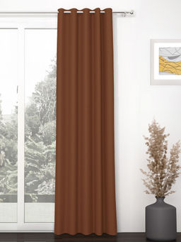 Story@Home - Blackout 300 GSM Polyester 1 PC Long Door Curtain Brown 9 Feet