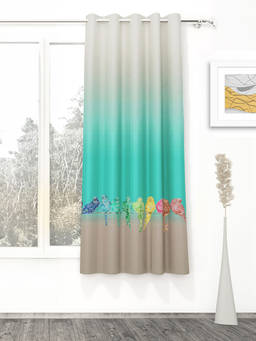 Story@Home - 300 GSM Polyester Blackout Curtain 1 Pc Beige & Teal