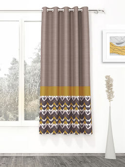 Story@Home - 300 GSM Polyester Blackout Curtain 1 Pc Light Brown & Golden
